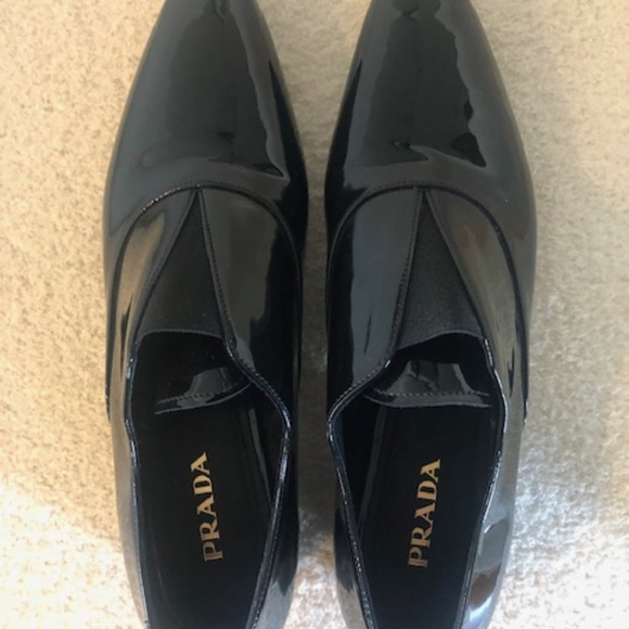 Womens Size 41 Prada Black Patent Leather Slip Ons Never Worn - Picture 3 of 5